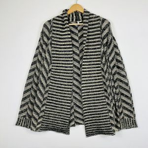 Rip‎ Curl Beige Black Chevron Open Chunky Knit Cardigan Sweater Womens Small
